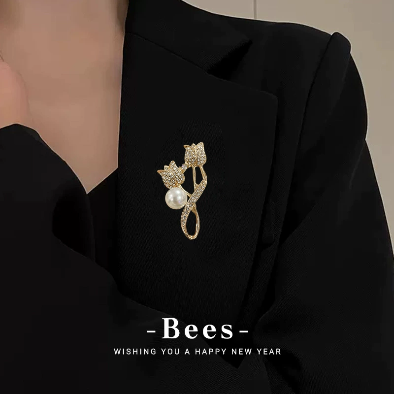 Изысканная брошь, модная булавка-подвеска из жемчуга, костюм, стиль Chanel, орхидея