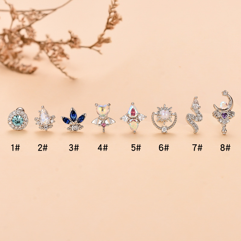 Fashion Water Droplets Flower Stainless Steel Copper Plating Inlay Zircon Ear Studs 1 Piece display picture 3