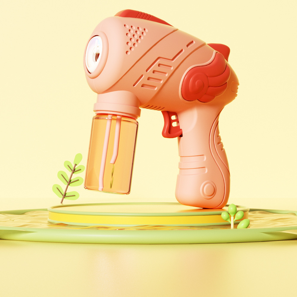 Nueva pistola de burbujas de aviones máquina automática de burbujas pistola de burbujas espacial luz porosa puesto de juguete para niños al por mayor
