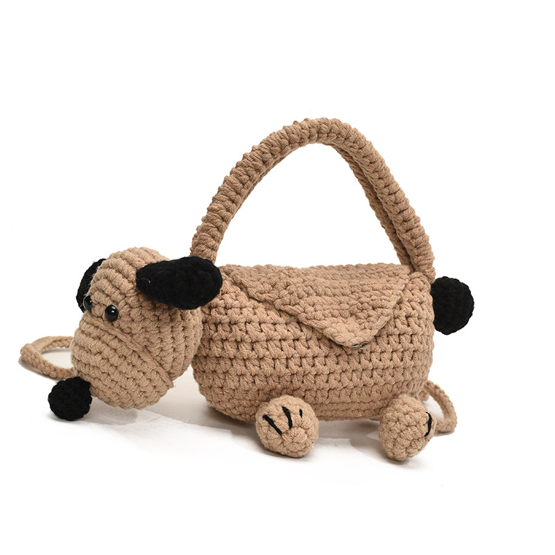 Bolso de hombro para niños y niñas tejido a mano terminado lindo bolso de bebé para cachorro tridimensional bolso para niños de comercio exterior transfronterizo