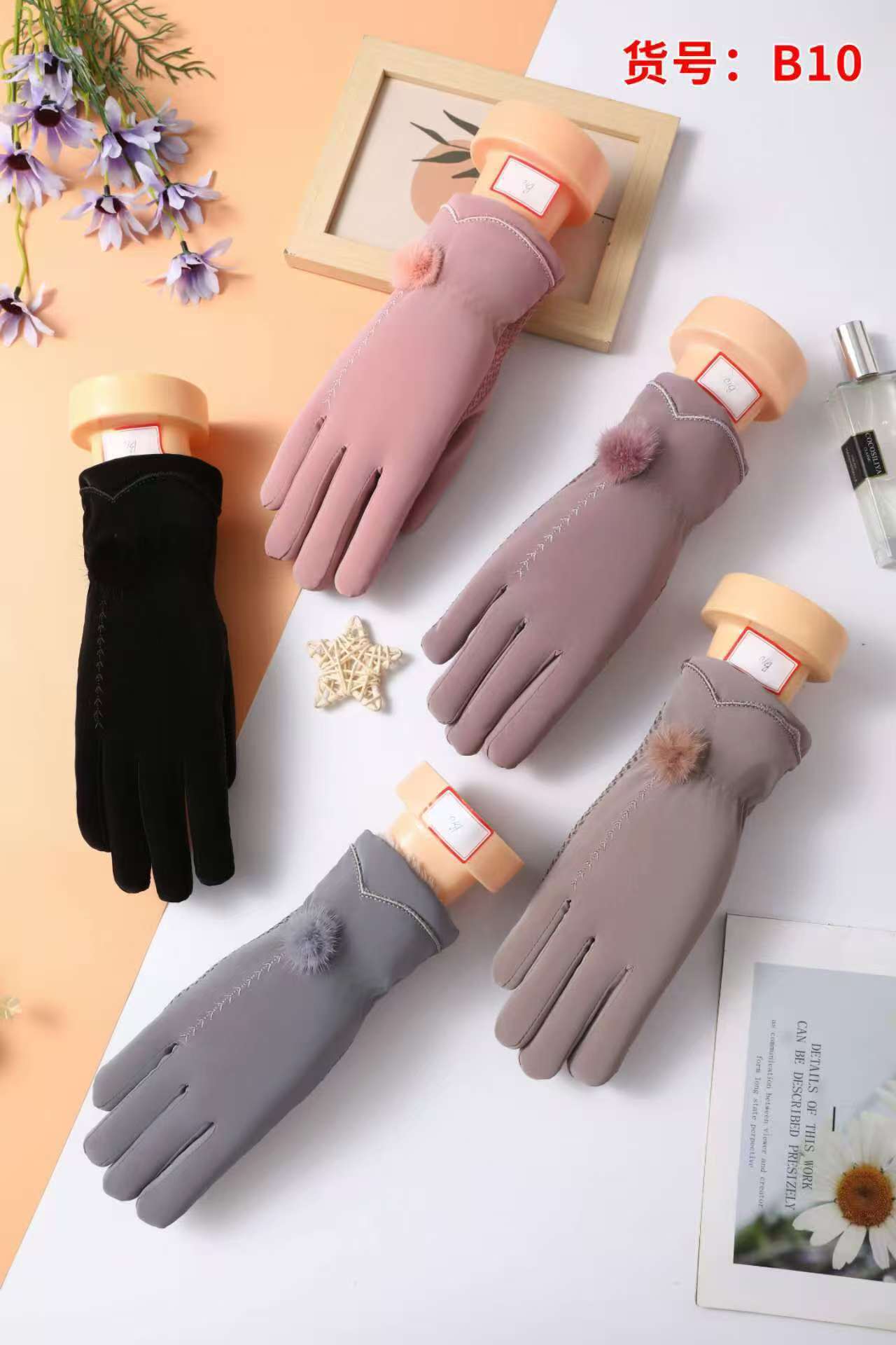 Guantes de invierno para mujer forrados de lana engrosada estudiante cálido resistente al frío pantalla táctil conducción guantes de coche eléctrico al por mayor