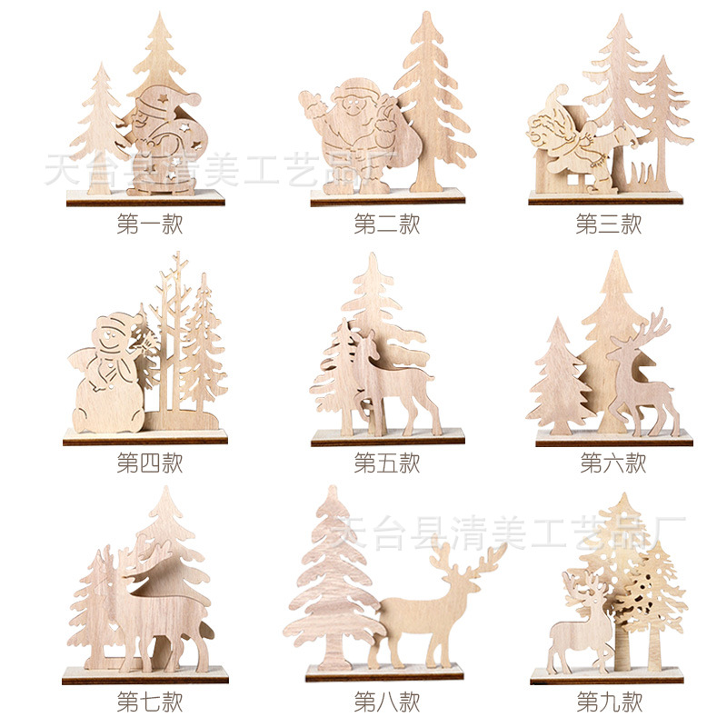 Decoración navideña de madera Muñeco de nieve alce Decoración de fiesta navideña de madera Decoración creativa