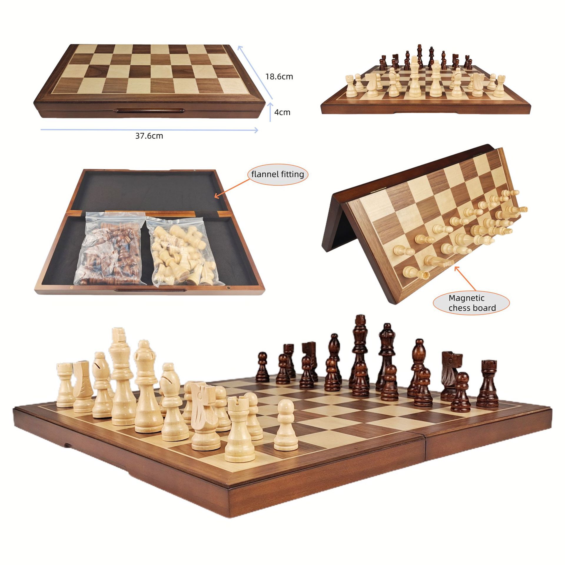 Juego de ajedrez magnético de madera maciza de alta calidad, lujoso juego de ajedrez de madera, juguete educativo plegable portátil.