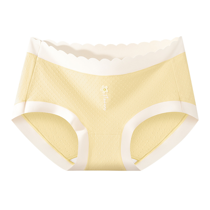 Bragas de color de contraste de flores para niñas, cremosas, suaves y cómodas sin costuras, cintura media, entrepierna transpirable agradable para la piel, bragas triangulares para mujer