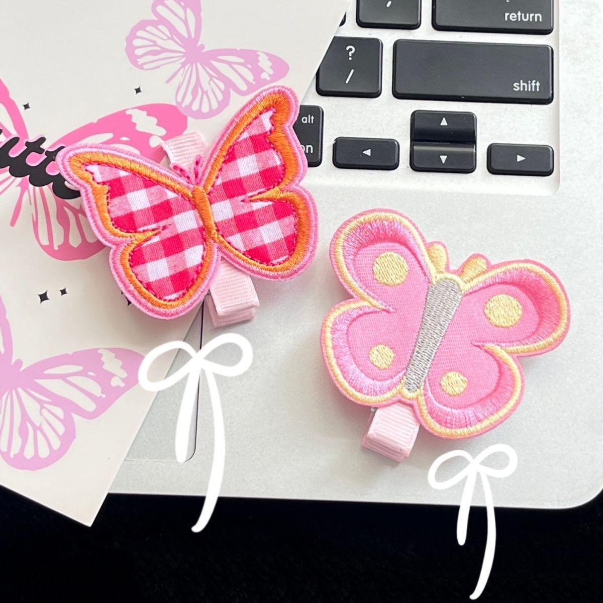 Horquilla mariposa bordada 3D, accesorio de cabello estilo INS