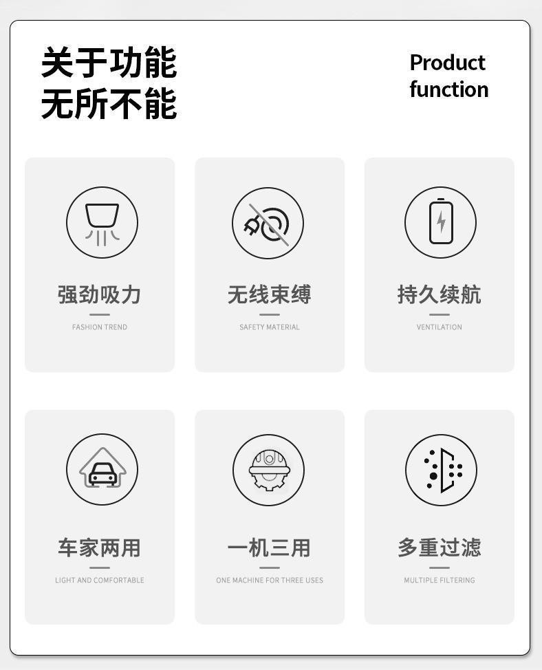 Car Vacuum Cleaner Wireless Blowing and Suction Integrated Handheld Car Supplies Portable Small Super Strong Blowing Suction High Power
