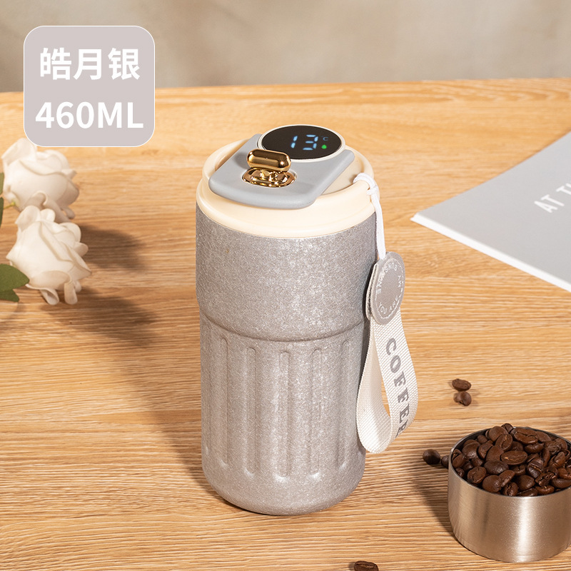 高颜值显温咖啡杯316不锈钢保温杯大容量便携礼品水杯提绳口袋杯|undefined