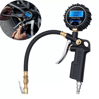 Electronic Digital Tire Pressure Gun, Blue Display, European Standard, Aluminum Alloy Model, High-Precision Tire Pressure Measurement (Air pressure gauge/tire pressure gauge) - digital-tire-pressure-gun-blue-display-european-standard-aluminum-alloy-model