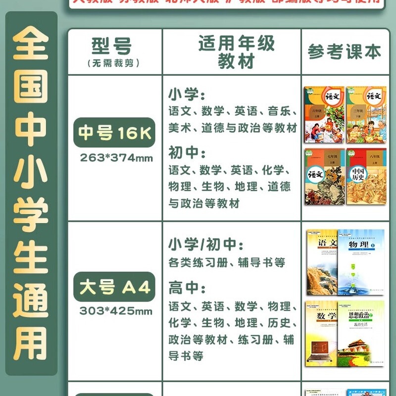 书皮透明书套包书皮小学生专用包书膜包书壳A4/16K/25K保护套|undefined