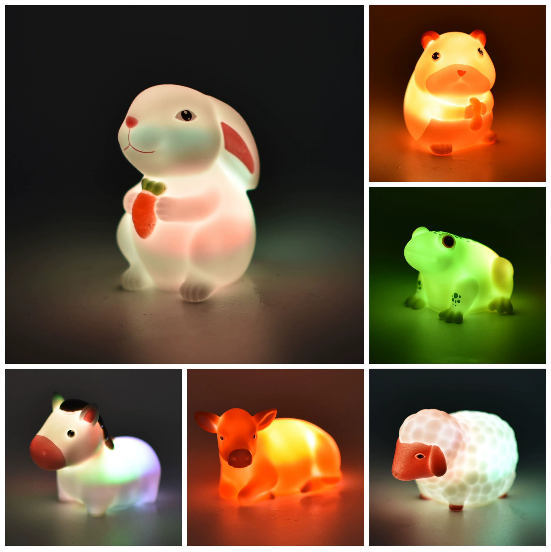 Новый стиль трансграничной детской ванны, играющей в воде светящейся эмалированной игрушкой сенсорный свет блеск фермы животных набор игрушки