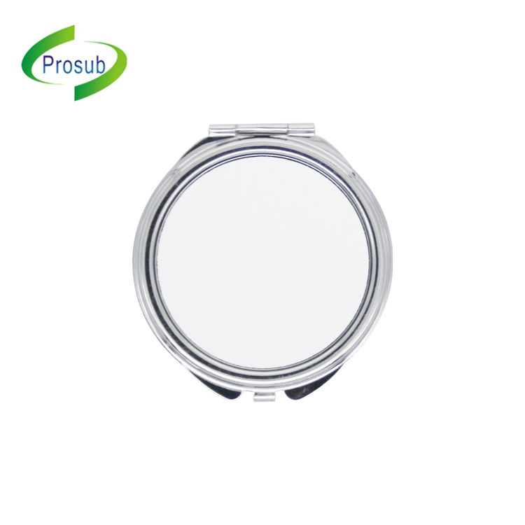 Transferencia de calor directa del cabello espejo cosmético impresión logo espejo plegable portátil espejo de metal Material al por mayor