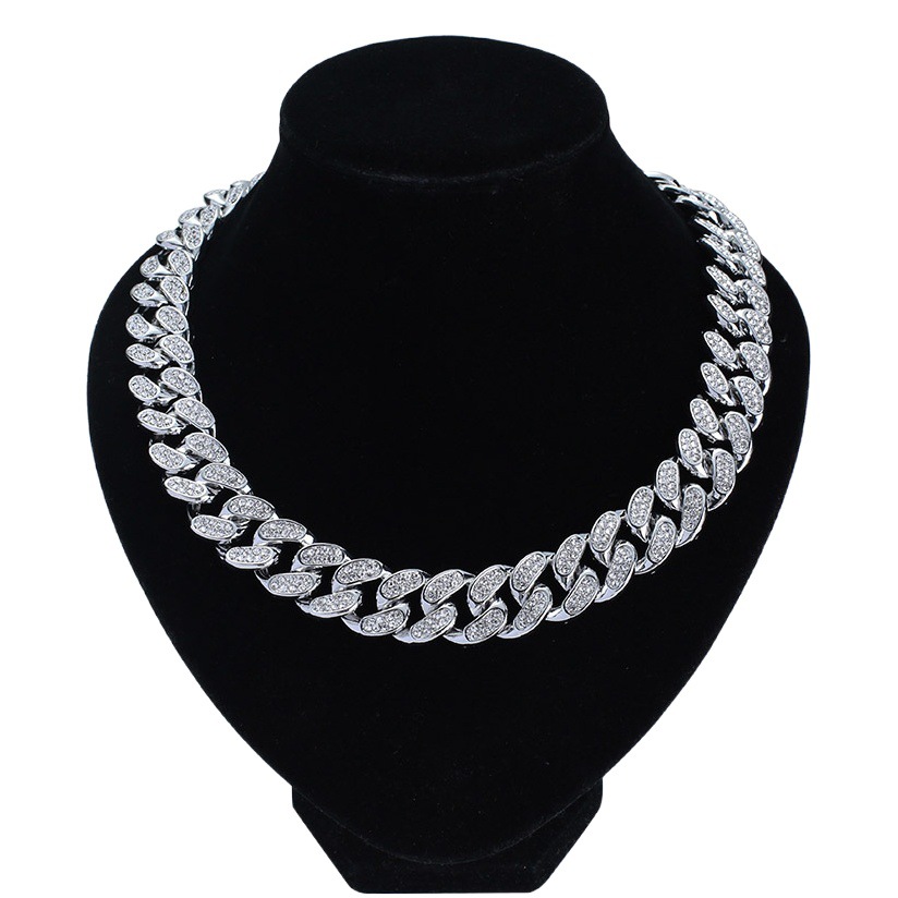 Cadena cubana de hip-hop para hombre, accesorios transfronterizos, 20mm, con línea completa de diamantes, collar de diamantes de imitación de estilo rap, de personalidad exagerada