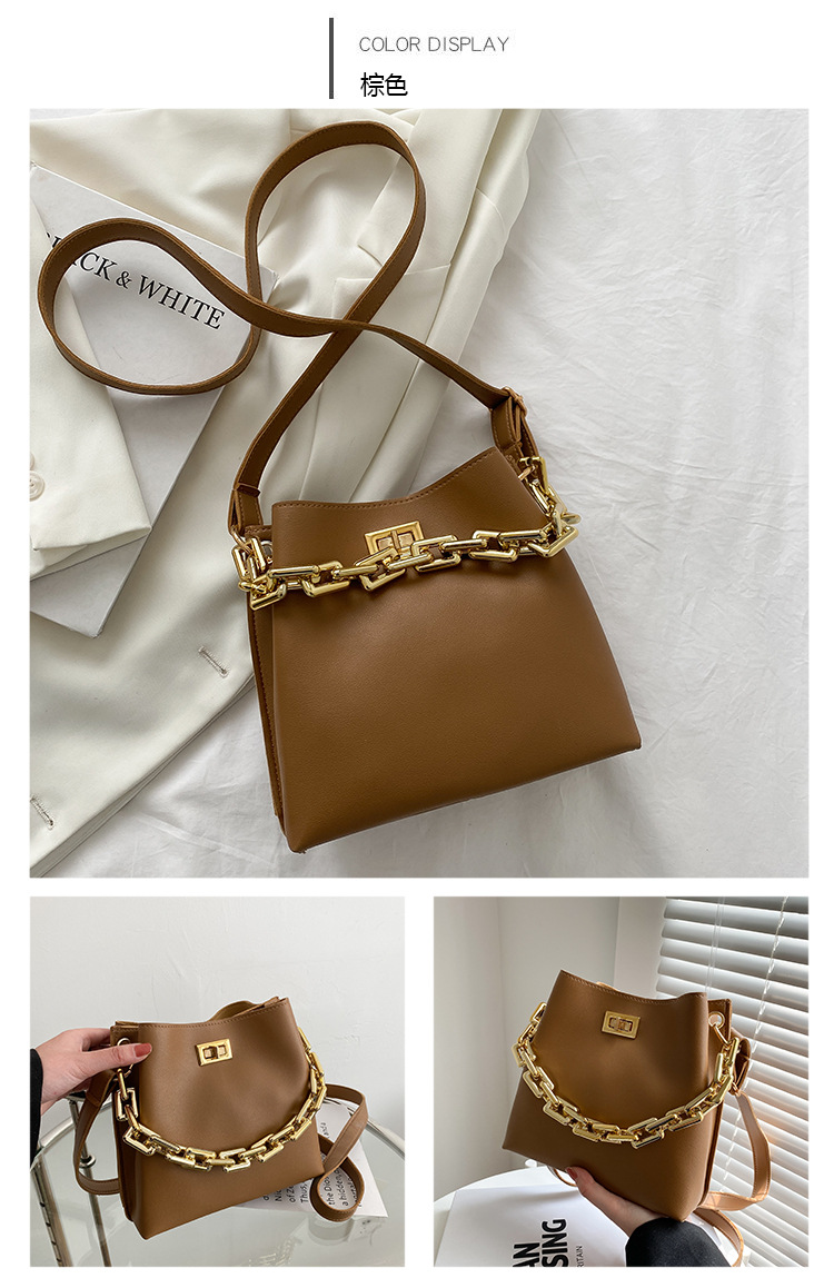 Fashion Solid Color Thick Chain Shoulder Messenger Portable Bag Wholesale display picture 8