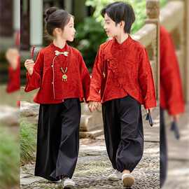 儿童汉服男童女童古装演出服古风幼儿园国学服唐装