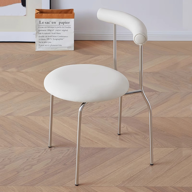Taburete de comedor Danvance moderno y simple, respaldo pequeño, pie de acero inoxidable, silla de comedor de lujo.