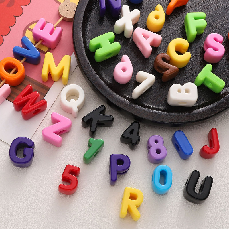 acrylic large hole letter beads digital bead bracelet necklace beaded diy handmade beaded material bag