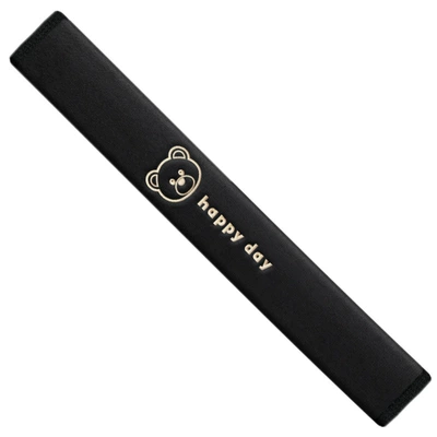 Seat belt shoulder pad Wholesale Short Velvet Embroidery Solid - cute-bear-black-super-soft-velvet-embroidery-75cm-1-piece