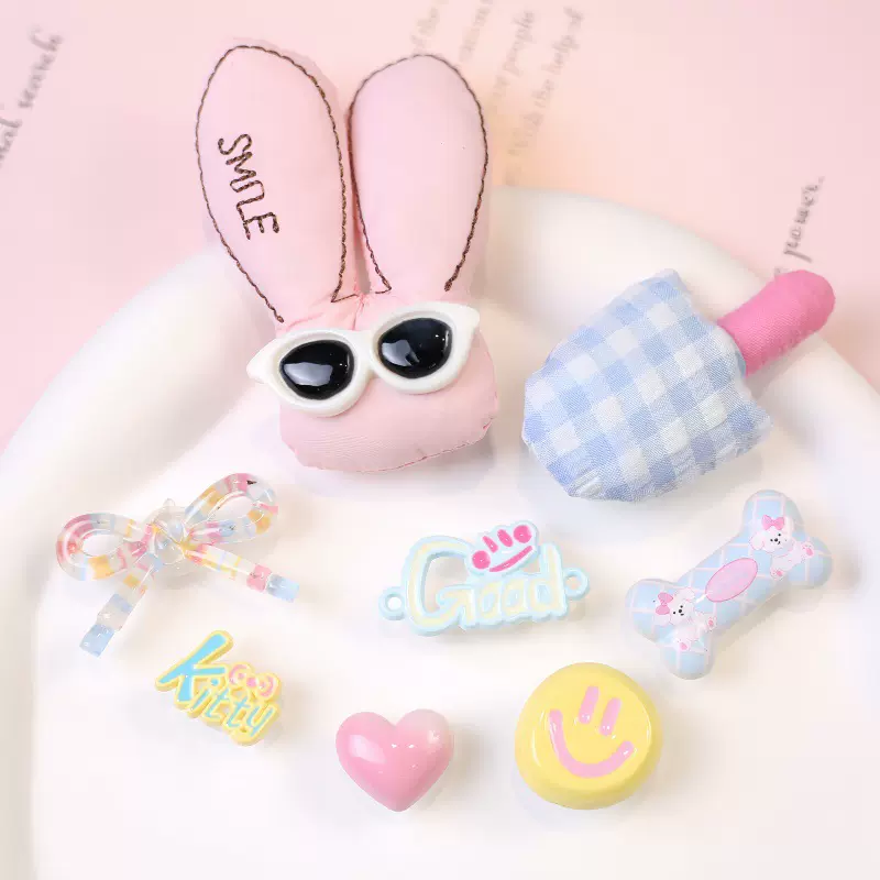 卡通充棉兔子 diy配件手工发夹头饰手机壳水杯贴包包挂件配件批发