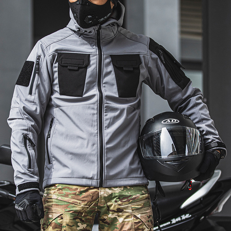 Forceful Tactical Outdoor Charge Soft Shell Jacket fleece-lined Multi-Pocket Stitching Motorcycle Jacket Water-repellent Mountaineering Jacket