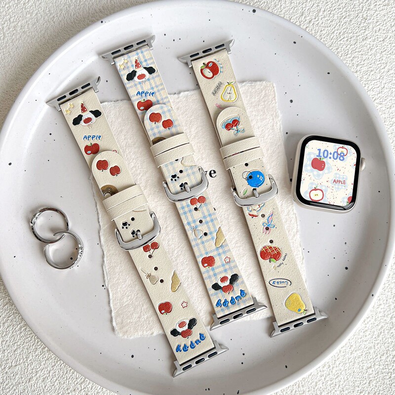 New fruit red-nosed dog pendant leather strap suitable for Apple Watch 10th generation cross-border s11/iwatchs9SE