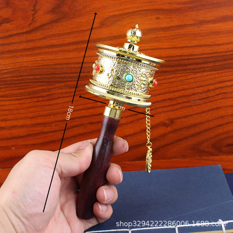 手摇转经轮底座藏式佛前寺庙字真言转经轮手柄手持插座佛具底座