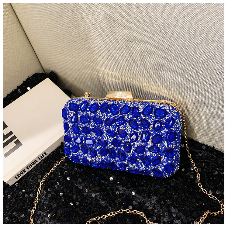 New cross-border full-diamond shiny bags, diamond-encrusted clutch bags, dinner bags, wedding banquet bags, party bags, small square bags and women's bags undefined