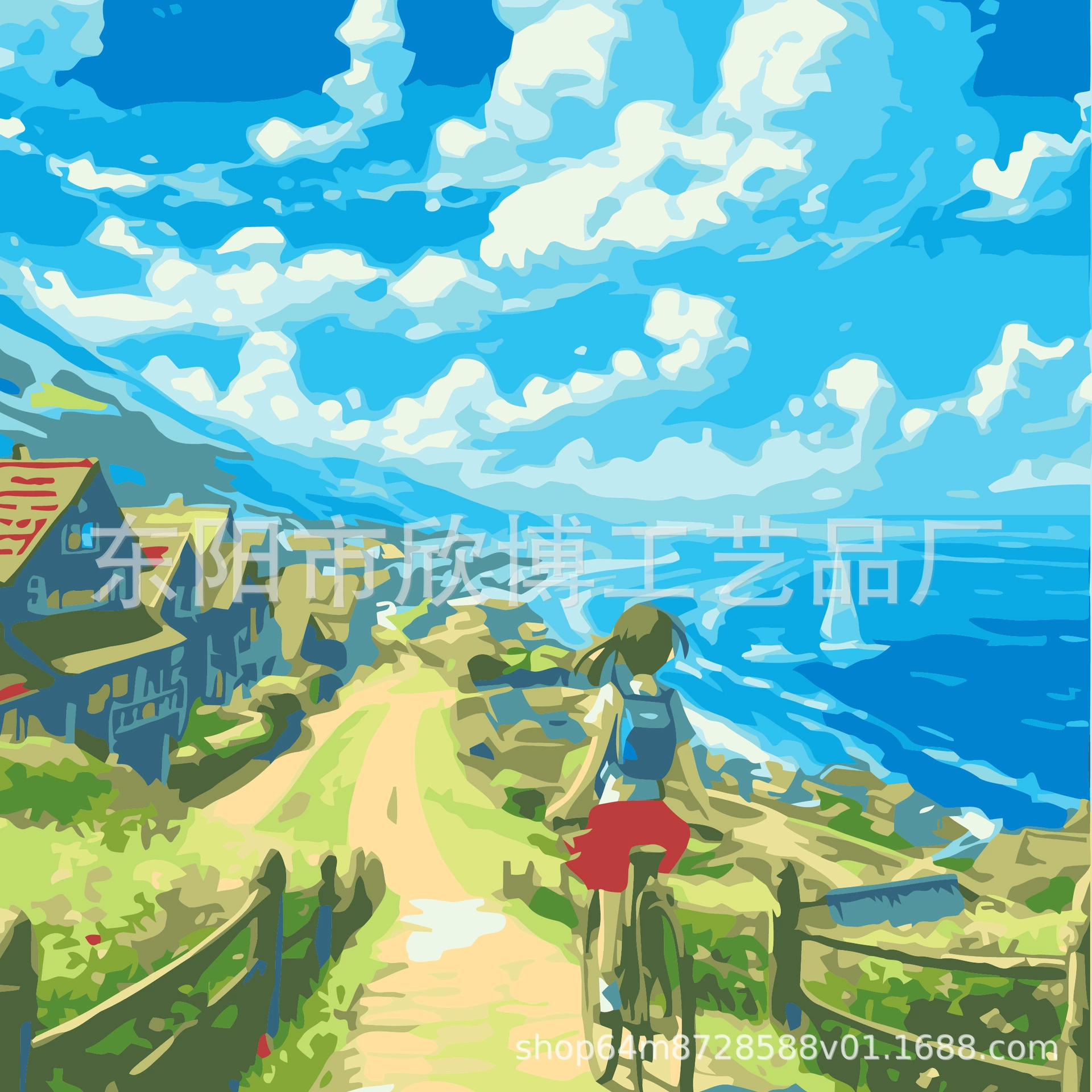 Direct from factory DIY digital oil painting children's hand-painted cartoon coloring stress relief 20*20 landscape floral oil painting