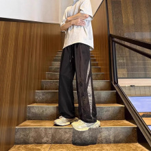 拼接撞色速干裤子男夏季薄款潮牌宽松休闲裤青少年美式户外运动裤