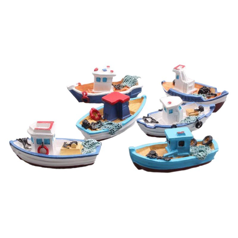 Фабрика прямые поставки Средиземноморский Ветер мини рыбацкая лодка скоростной катер яхта микро ландшафт украшение аквариума Смола лодка яхта