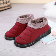 冬季老北京布鞋女士加絨保暖平底防滑中老年人一腳蹬棉靴媽媽棉鞋