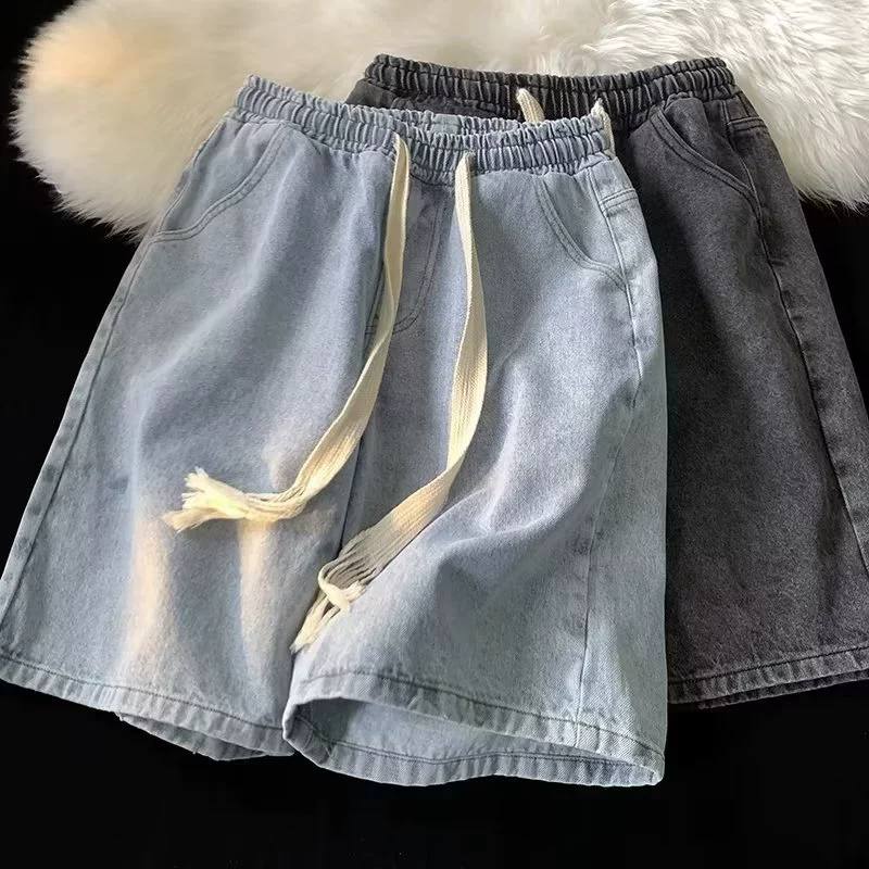 Тканая джинсовая юбка, летние тонкие шорты, ретро штаны, шнуровка, oversize