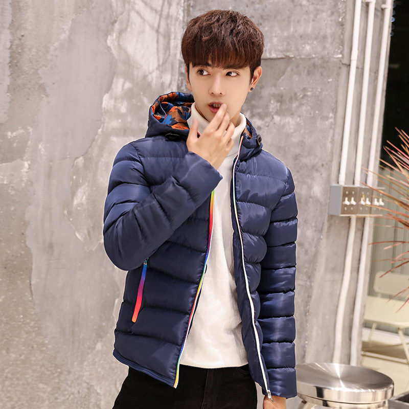 Cross-border 2023 nuevos hombres abrigo de algodón acolchado de moda todo el Partido abrigo de invierno Chaqueta de algodón acolchado con capucha de color sólido cremallera impermeable Chaqueta de algodón acolchado
