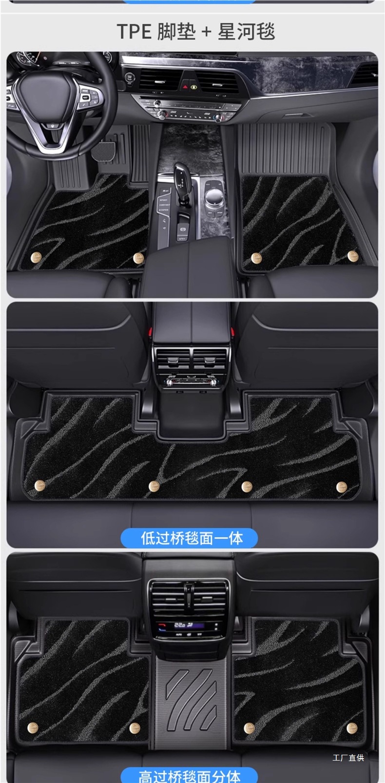 Five Blessings Golden Ox Carbon Fiber Pattern Tpe Car Floor Mats for Audi, Aito M7, Li Auto L7, Buick Gl8, Lanzheng, Denza, and Peihui