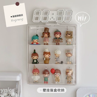 小野泡泡玛特展示盒挂墙盲盒展示架收纳手办展示柜亚克力透明防尘