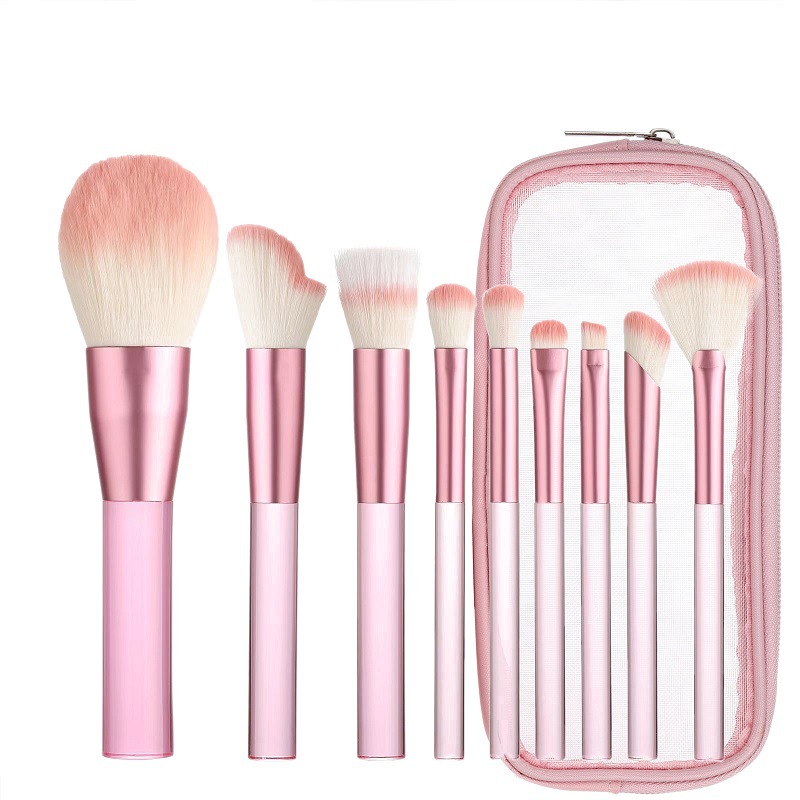 Venta directa de fábrica 9 brochas de maquillaje conjunto de brochas de maquillaje rosa brochas de sombra de ojos para principiantes brochas de maquillaje al por mayor