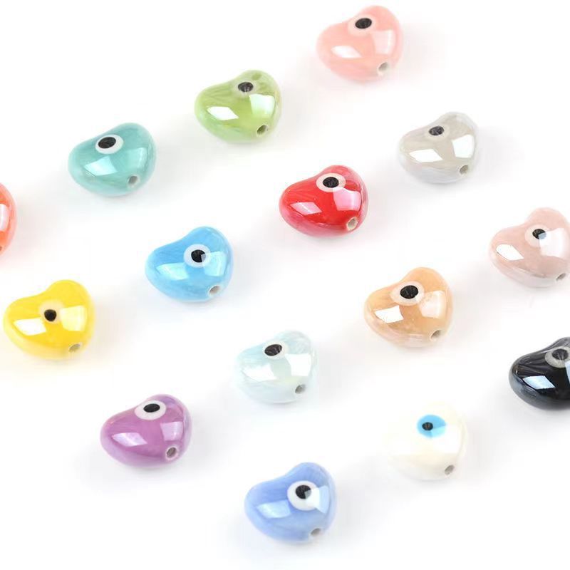 17g Weight Beads Jewelry Making Type DIY Jewelry Accessories Classification 10 PCS/Package Quantity ceramics Material Heart Shape Pattern Printing Design Cute Style 10 PCS/Package Ceramics Heart Shape DIY Jewelry Accessories Beads 无