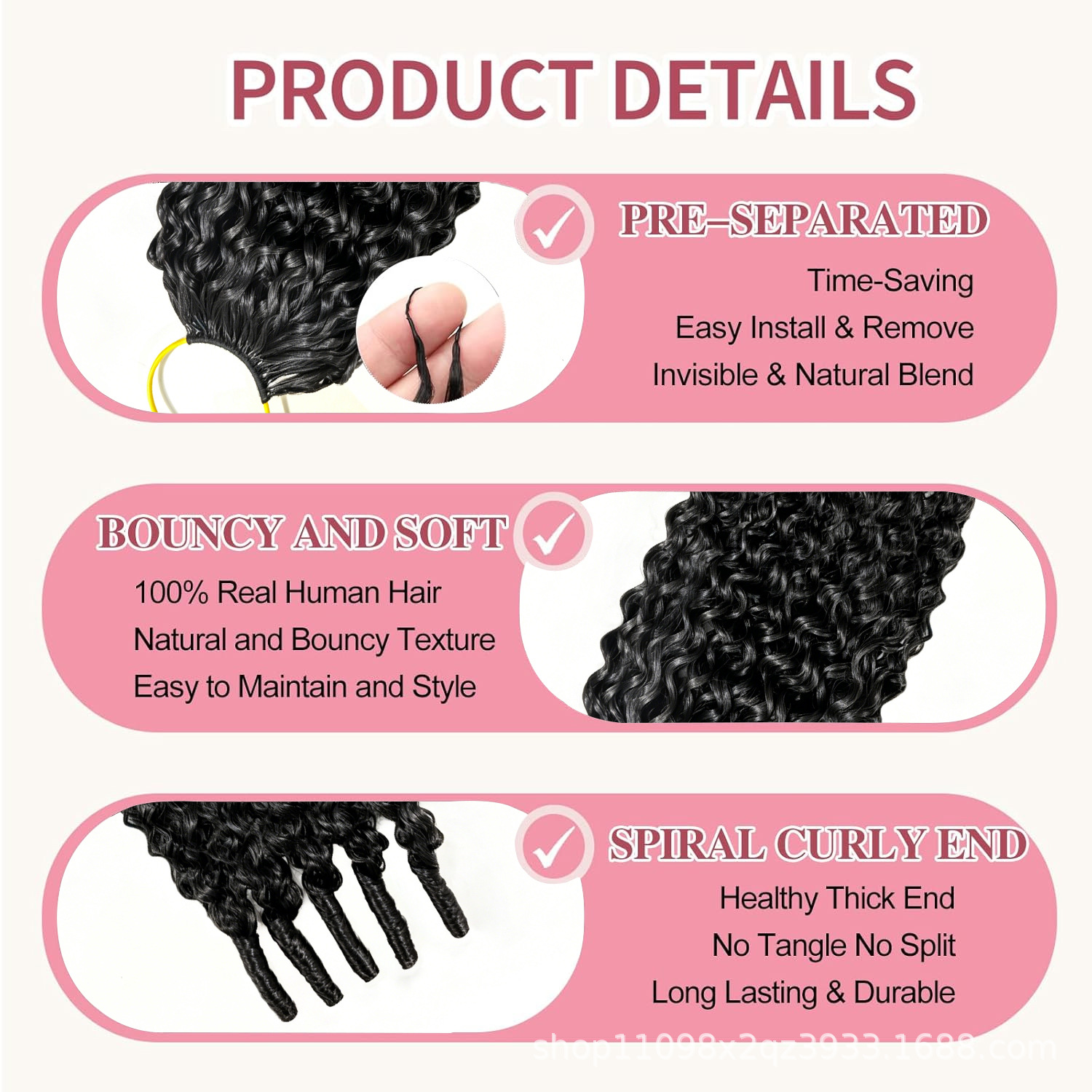 Cabello de crochet burmess rizado cabello humano real tres generaciones sin plegado plumas extensiones de cabello de Myanmar canción directa