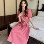 v领夏季气质泡泡袖连衣裙