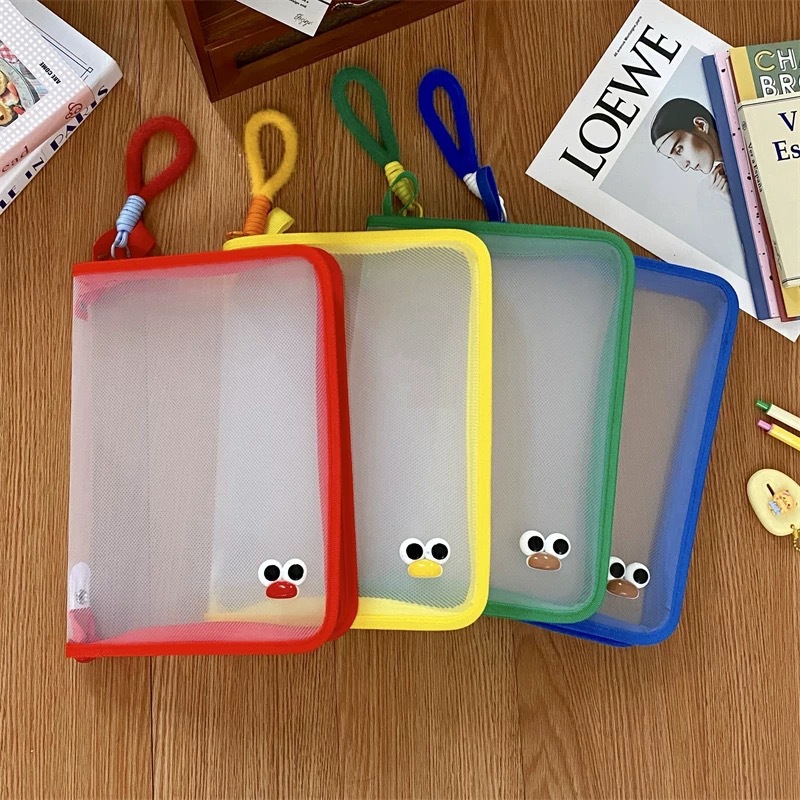 Bolsa de archivos tipo cremallera portátil A4 de color transparente portátil para estudiantes universitarios bolsa de almacenamiento de documentos de prueba de libros de texto