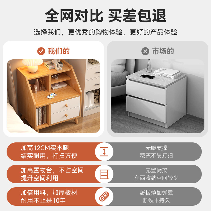 Taberna de cama dormitorio 2025 nuevo casero al lado de la cama armario de almacenamiento pequeño armario de alquiler simple estante de almacenamiento