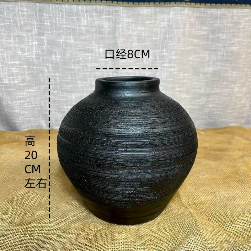 陶手工陶罐复古陶瓷花瓶中式干花插花装饰品多肉大花盆客厅摆件|undefined