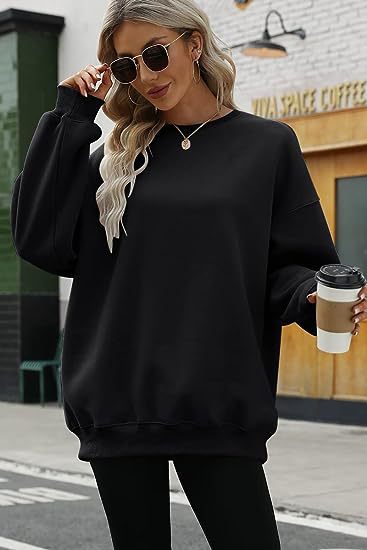 217g Weight Long Sleeve Sleeve Length Pullovers Placket Type Polyester Fabric Type Long Top Length Hoodie Tops Type Daily Occasion Round Neck Neckline Loose Fit Type Solid Color Pattern Winter, Spring, Autumn Season Women's Gender Streetwear Style Hoodies & Sweatshirts Long Sleeve Streetwear Solid Color 2
