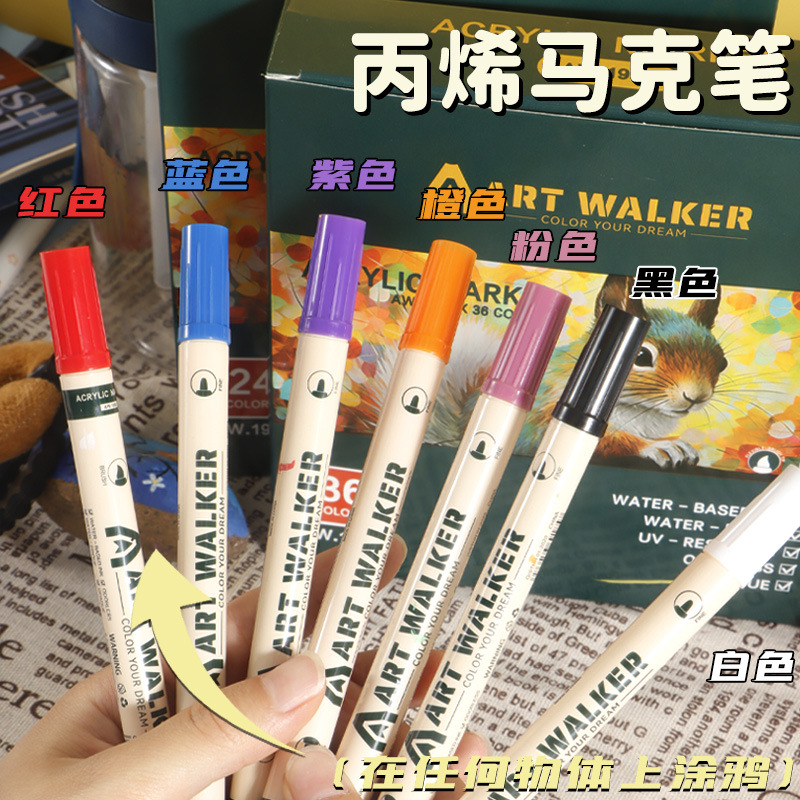 Bolígrafo de acrílico blando mayorista impermeable a secar rápido para niños bolígrafo de graffiti de color para estudiantes de escuela primaria se puede lavar con agua bolígrafo de doble cabeza