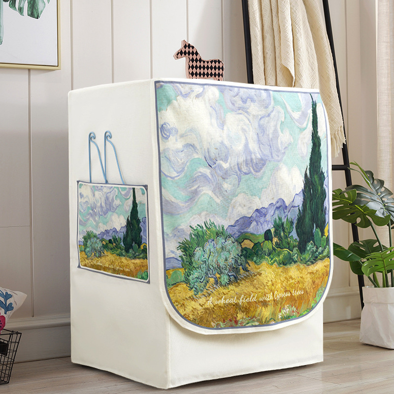 Oil painting drum washing machine cover waterproof sunscreen cloth dust cover cloth Little Swan Haier 10kg full-automatic