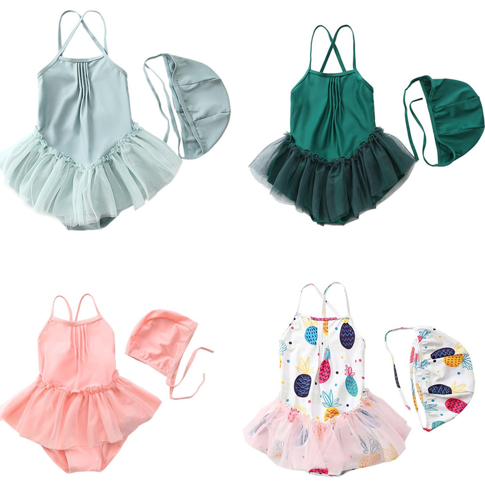 Children's Swimsuit Girl Korean Ins Baby Cute Little Princess Girl Gauze Skirt One-Piece Swimsuit