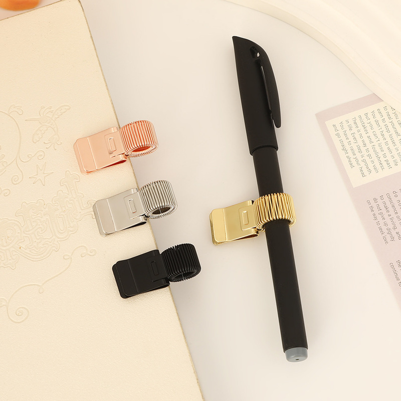 Cross-Border Journal Fixed Spring Pen Clip Stationery Portable Notebook Book Clip Electroplated Manganese Steel Pen Clip Accessories