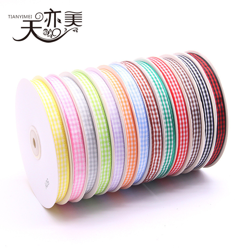 Tianyi Mei 1cm cinta a cuadros al por mayor cinta escocesa 50 yardas/rollo embalaje de regalo cinta de color completo
