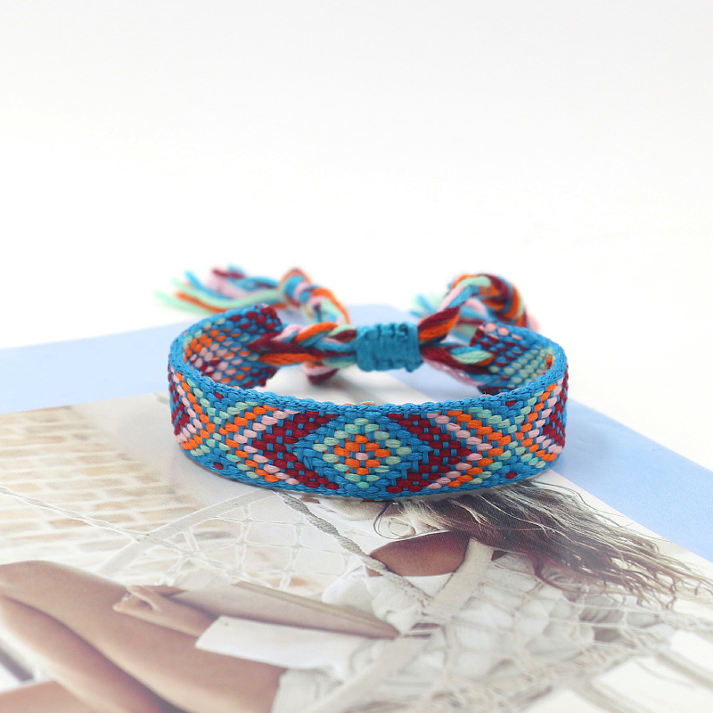 Nueva Cruz-frontera popular de color bohemio tejido pulsera fans correa de muñeca pulsera de la Amistad artística
