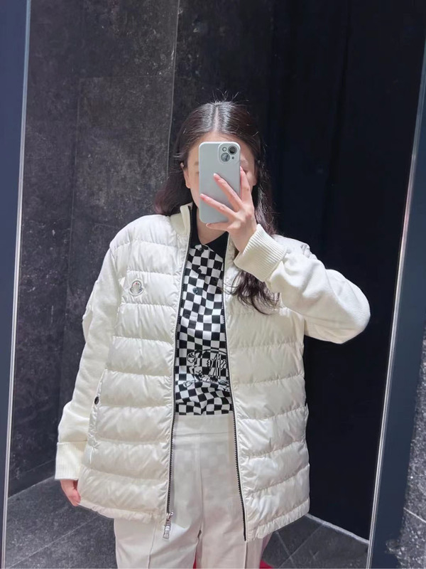 现货 蒙家毛衣拼接羽绒服 男女同款M家贴标拼接鸭服针织轻薄外套|undefined