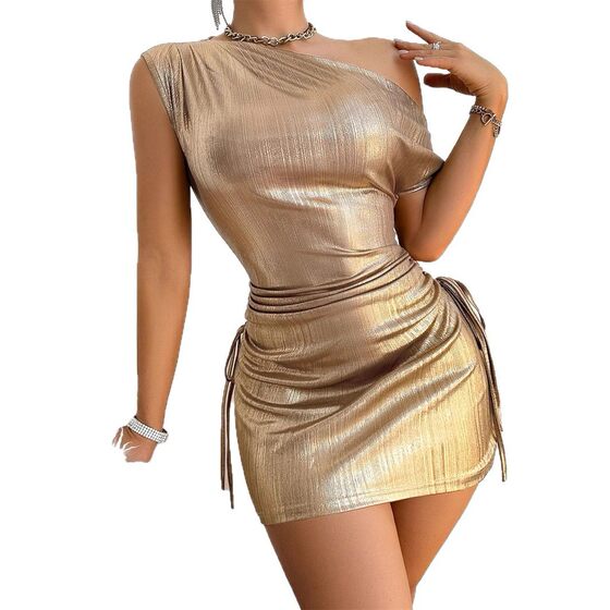 Europe and the United States cross-border simple shoulder dress women's 2025 summer fashion casual skirt manufacturers wholesale